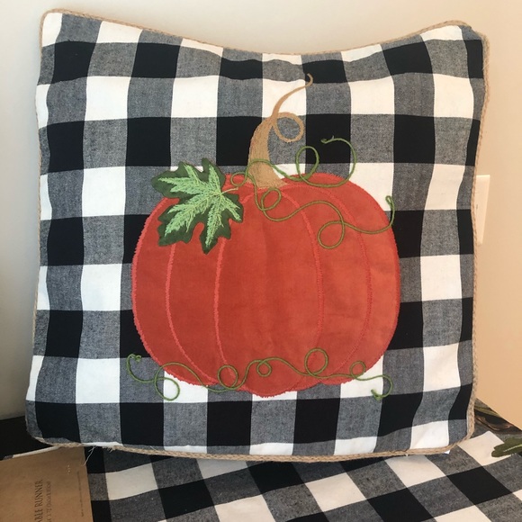 buffalo check pumpkin pillow